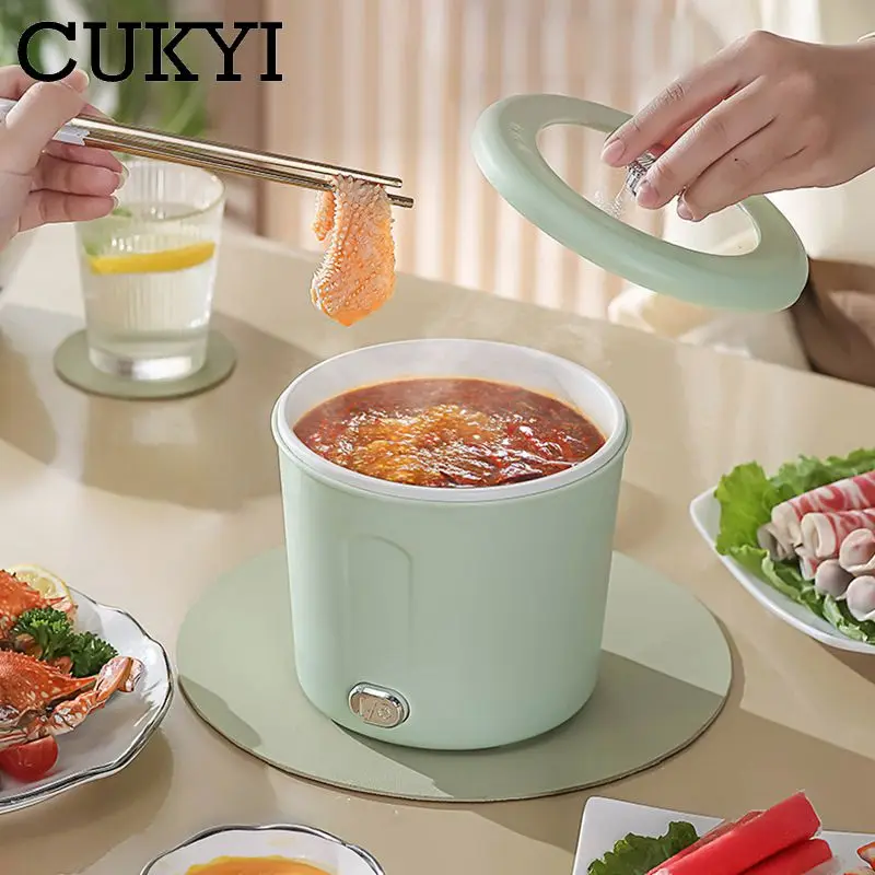 110V 220V 1L Multicooker With Steam Tray Ceramic glaze Non-stick Liner Instant Heating Noodles Boiling Pot One Button Control