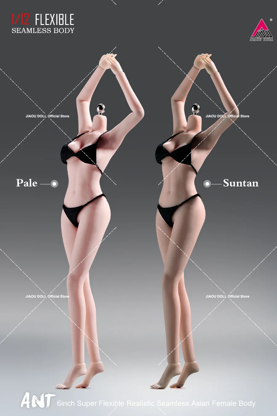 Ant t305 1/12 corpo super flexível sem costura com pés destacáveis 14.5cm pele bronzeada pálida soldado feminino figura de ação modelo corporal