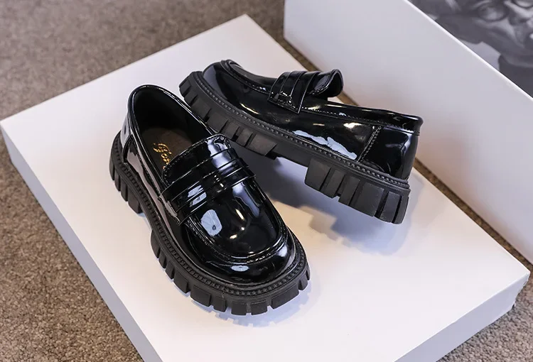 Frühling Herbst Jungen Mädchen Dickbesohlte Lackleder Oxford-Schuhe Kinder Weichbesohlte Rutschfeste Schul-Loafer Kinder Freizeit Schüler Schuhe – Detail 8