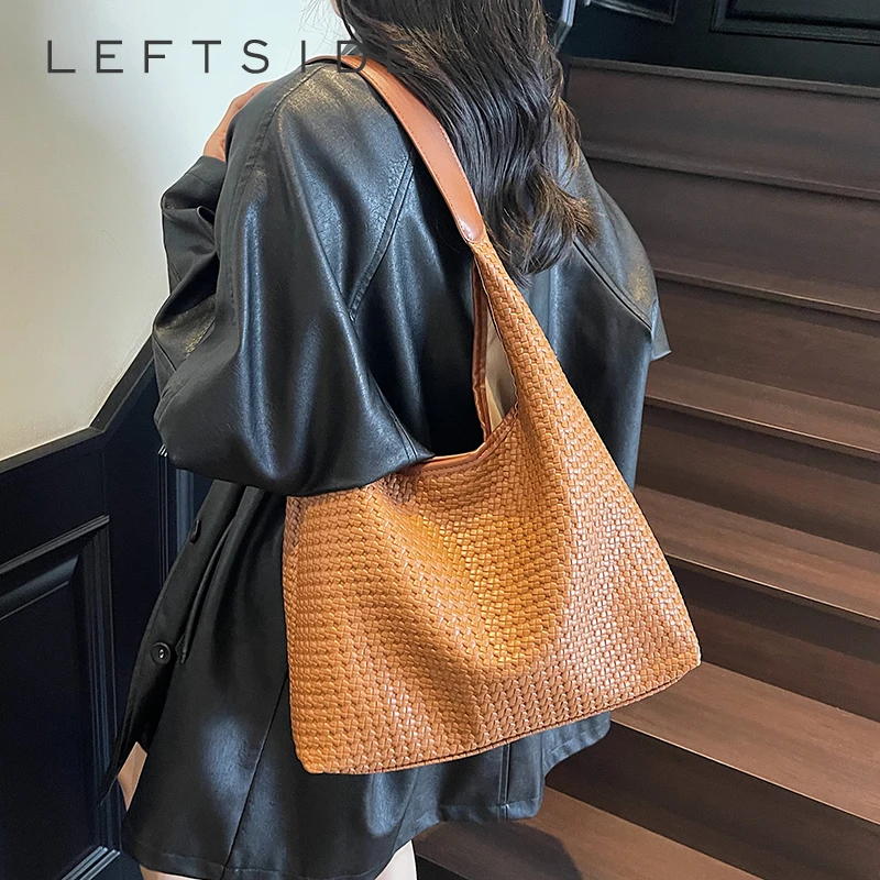 

Левая сторона, плетение, сумки на плечо из искусственной кожи для женщин, 2021, роскошная брендовая дизайнерская ручная сумка, женская сумка-хобо, сумки и кошельки