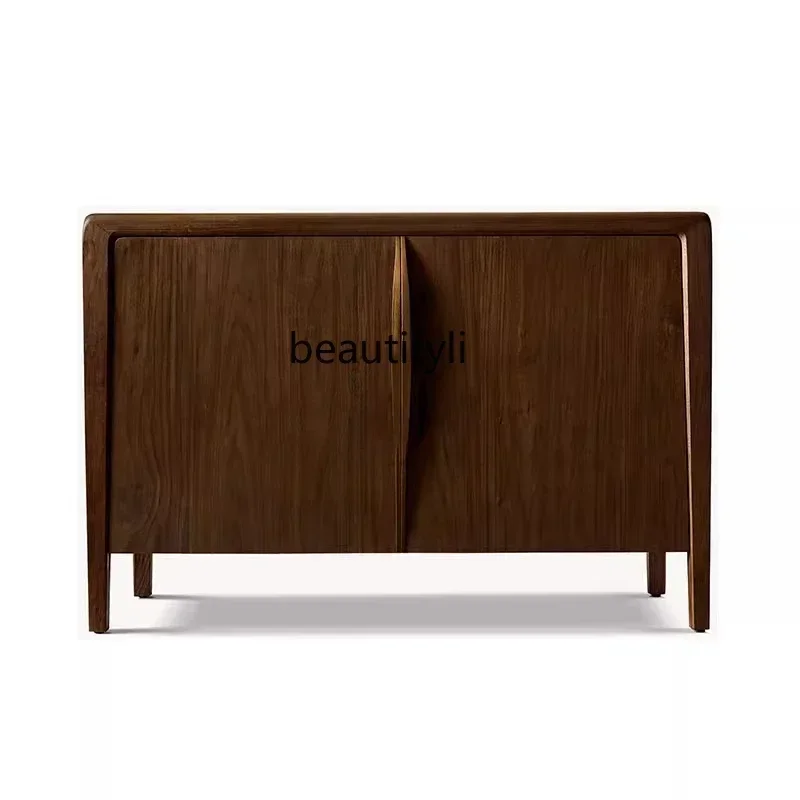 

11zx1Rustic walnut color living room solid wood TV cabinet, dining cabinet, simple storage cabinet