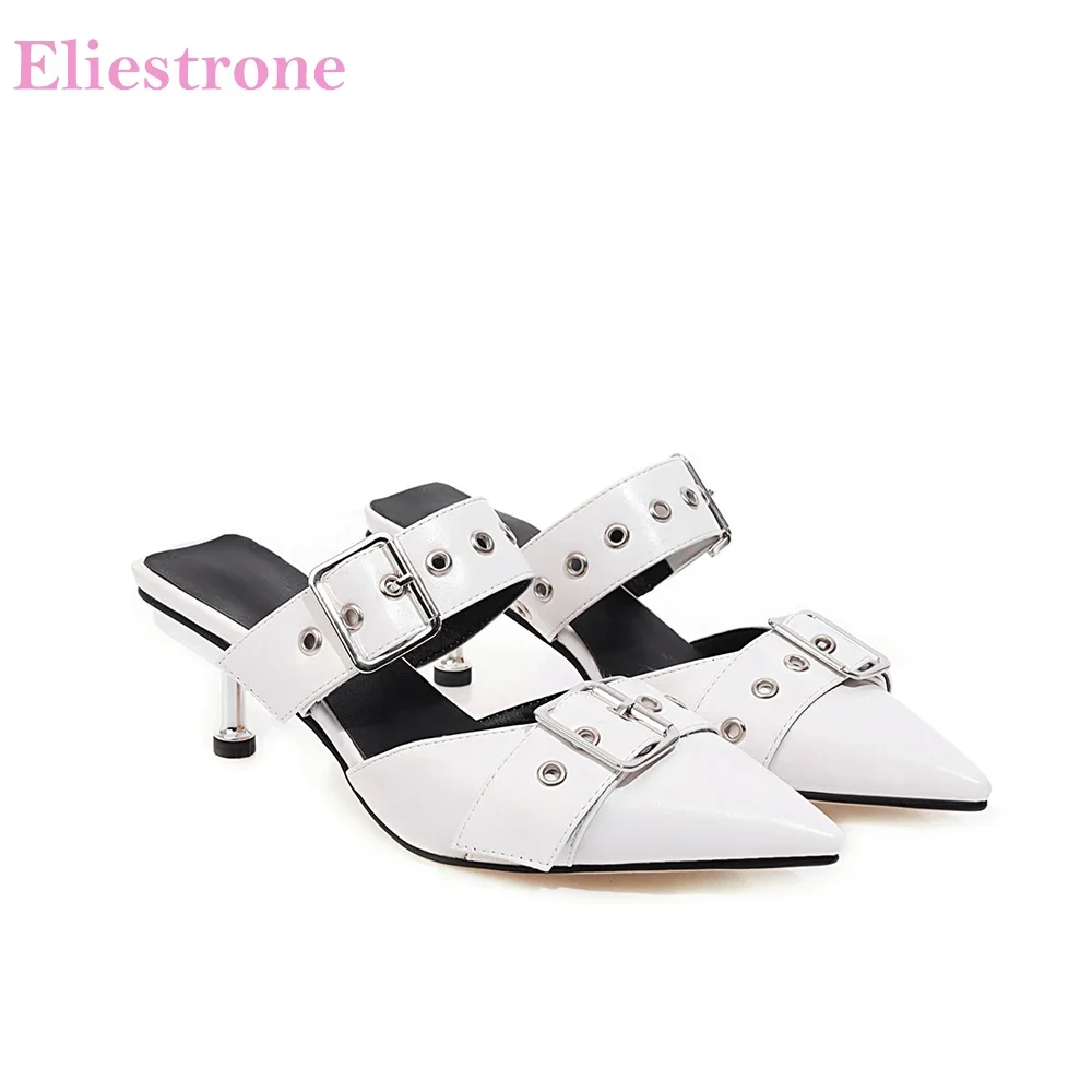 Brand New Sexy Black White Women Slingback Sandals  Buckle High Heel Lady Party Shoes Plus Big Size 10 43 45 48