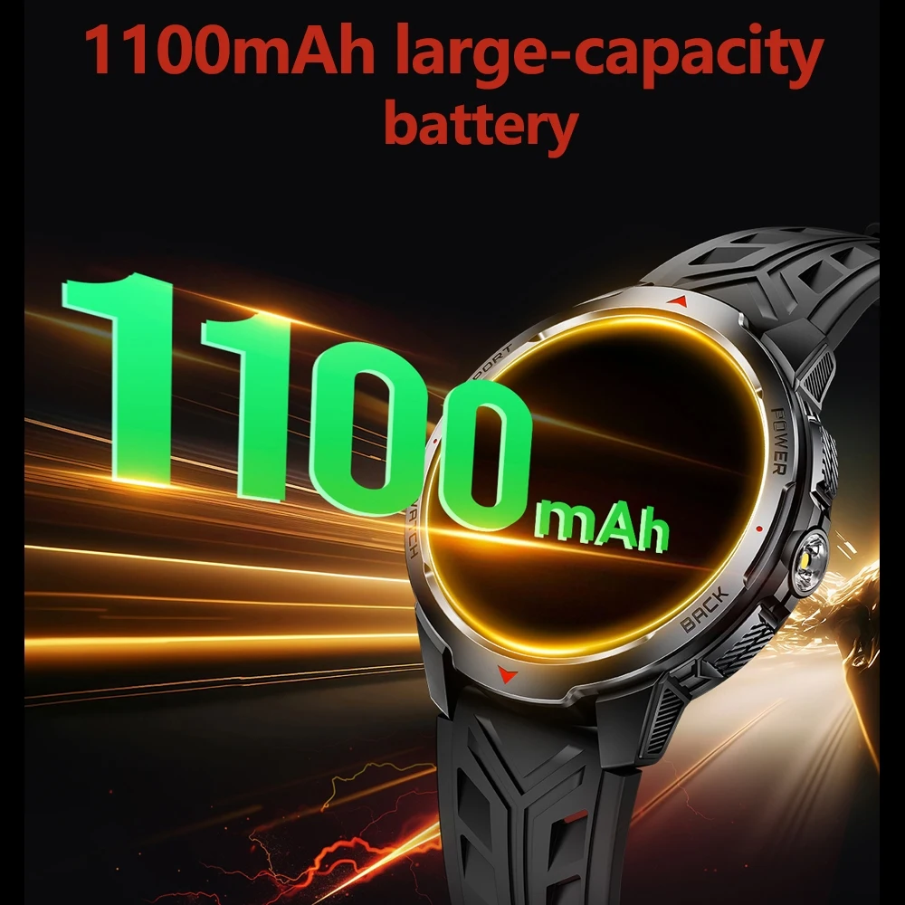 Outdoor GPS Positioning Men's Smart Watch 1100 mAh Battery 3ATM Waterproof Compass Health Monitoring Bluetooth Call Smartwatches