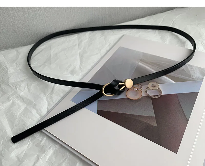 Women's Knotted Thin Solid Color PU Leather Belt