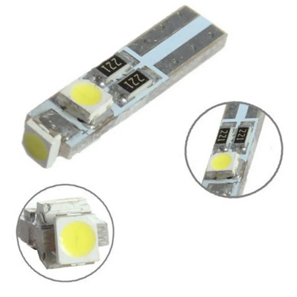 1Pcs Auto LED W2 X 4.6d T5 1210 3 SMD White/Crystal Blue 12V 3528 Car Instrument Dashboard Warning Signal Lamp Lights Bulb.