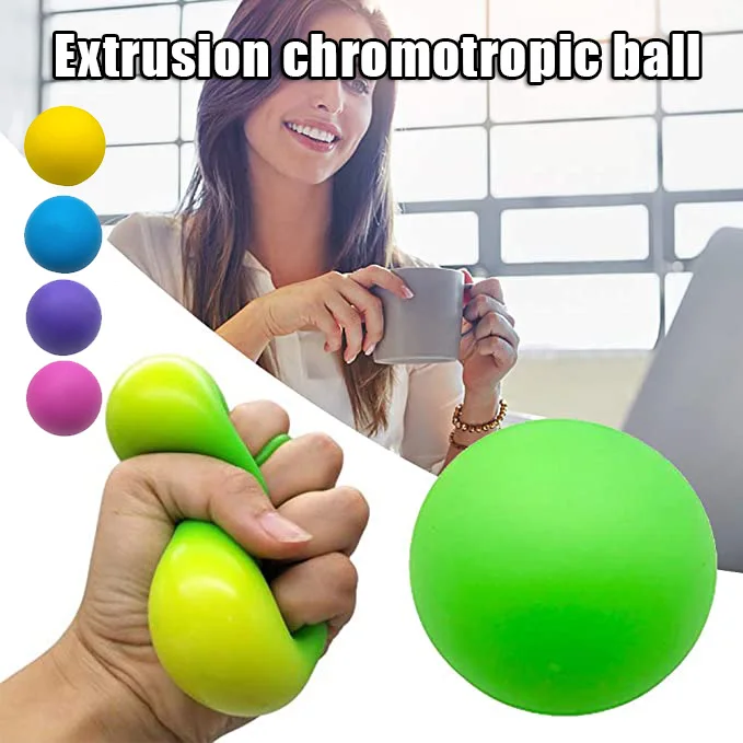 Kids Stress Ball Sensory Squeezing Toy Color Changing TPR Elastic Soft Ball for Home Office Anxiety Relief Gift