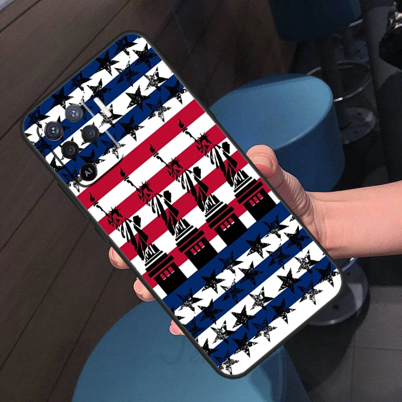 America USA Flag Statue of Liberty Cover For OPPO A52 A72 A92 A54 A74 A94 A3S A5S A5 A9 A31 A53 A83 A91 A93 A1K A15 A16 Case