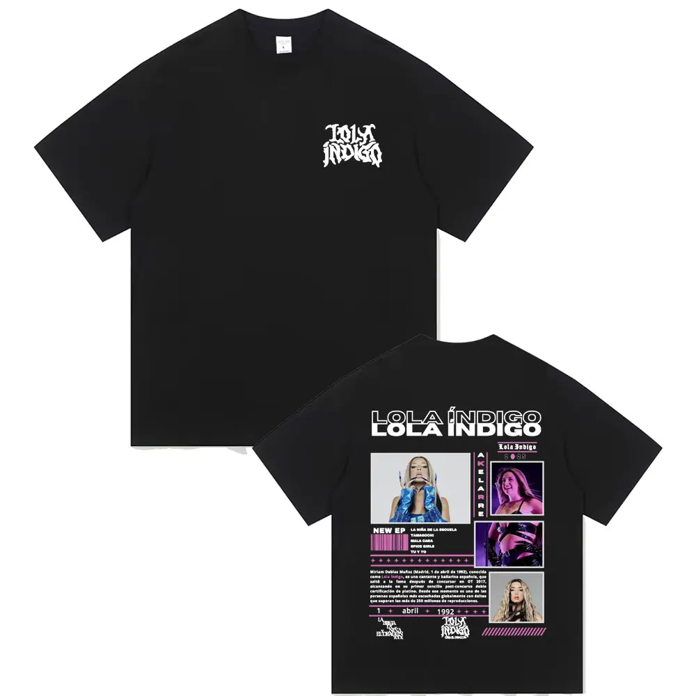

Lola Indigo Tour 2025Double Sided Printed T-shirts Men Women Aesthetic Fashion Oversized T Shirt Unisex Casual Soft Cotton Tees