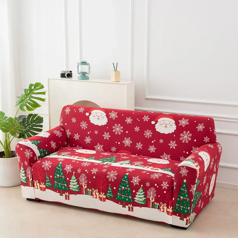 Christmas Printed Sofa Cover for Living Room All Inclusive Elastic Decorative Couch Covers Stretch Festival Furniture Protector