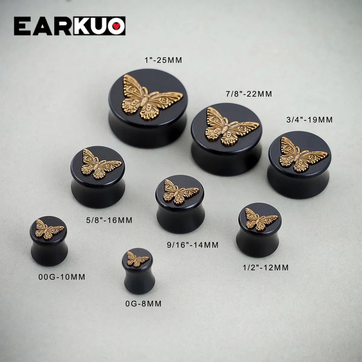 EARKUO Wood Ear Expanders Plugs Saddle Stretchers Circle Butterfly Gauges Tunnels Earrins Piercing Jewelry 2PCS