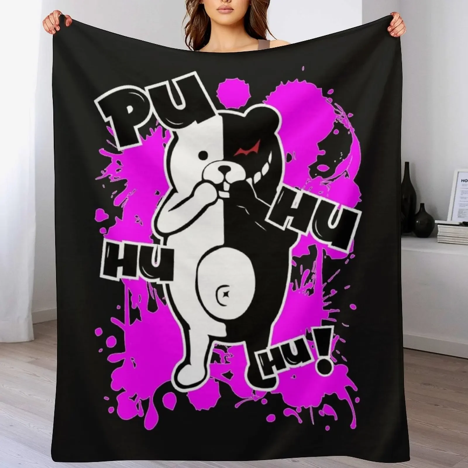 Monokuma Danganronpa - Puhuhuhu Throw Blanket Machine Washable Soft Warm Blanket