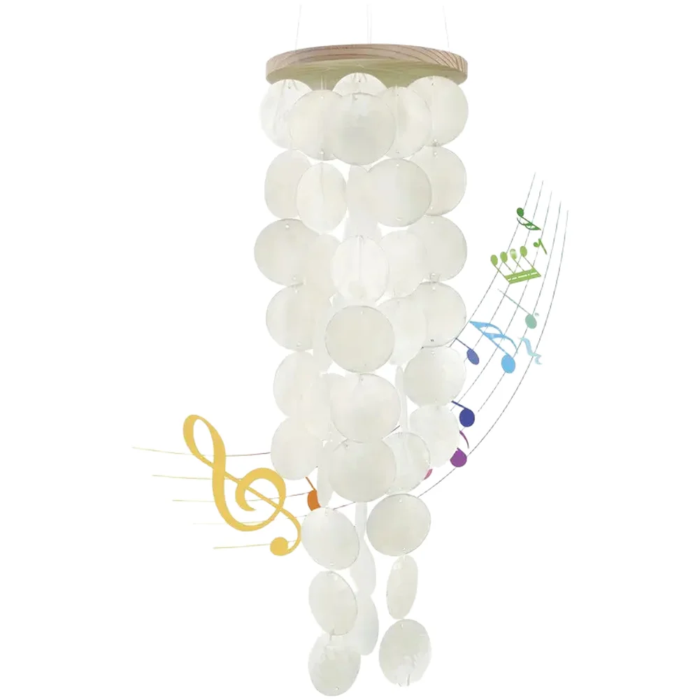 28in Coastal Style Wind Chime Made from Real Capiz Shells for Outdoor Spaces Seeking Tranquil Natural Ambience