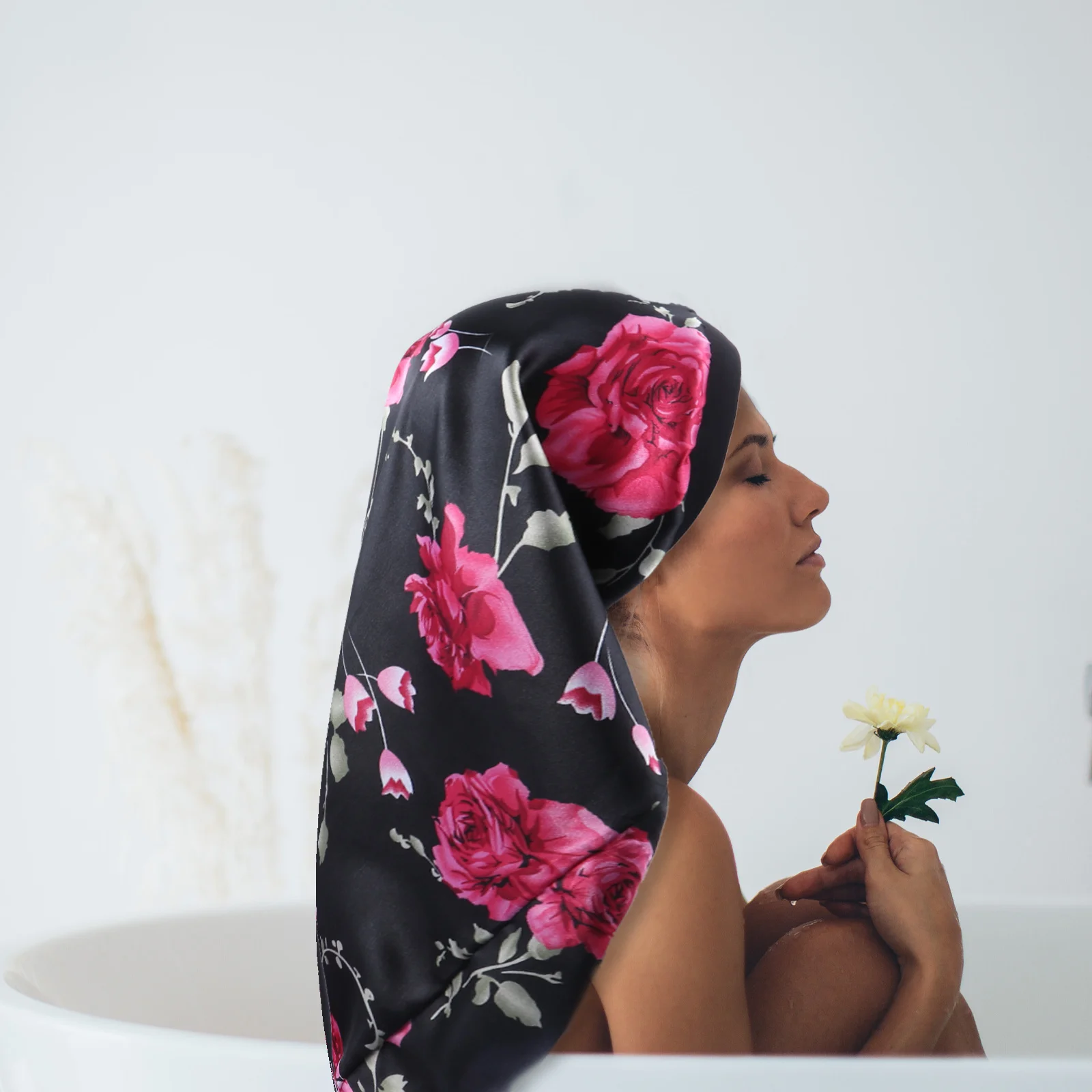 

Wide brimmed Long Tube Hair Protection Cap Satin Sleeping Hat for Women High Elasticity Bonnet Keeps Hair Tidy Reusable Easy