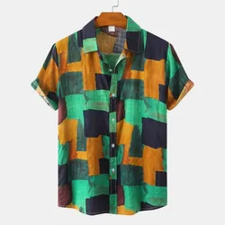 Hawaiian Ethnic style men's shirt 3D Print Leisure beach breathable button shirts street fashion short sleeved men's lapel tops
