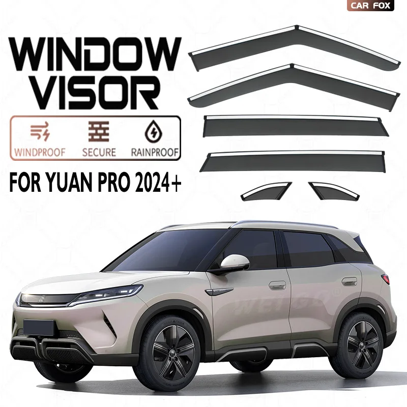 Window Visor Rain Guard Wind Deflector For BYD Yuan PLUS 2022-2024 SUV Side Window Vent Sun Shade Car Exterior Accessories