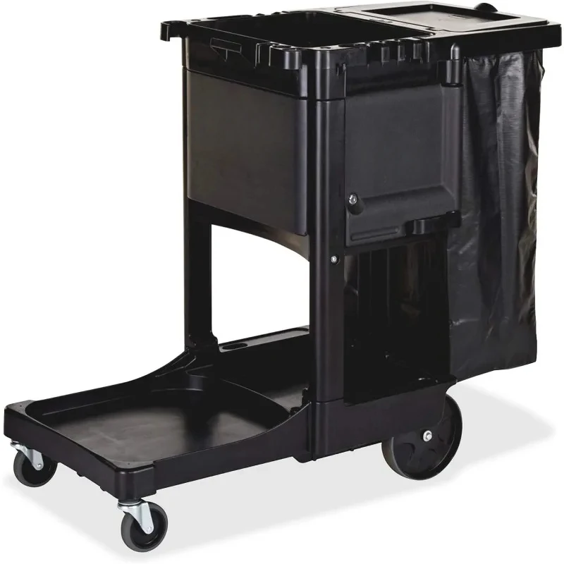 Commercial Products-1861430, Executive Series Janitorial and Housekeeping Cleaning Cart with Locking Cabinet, Trash