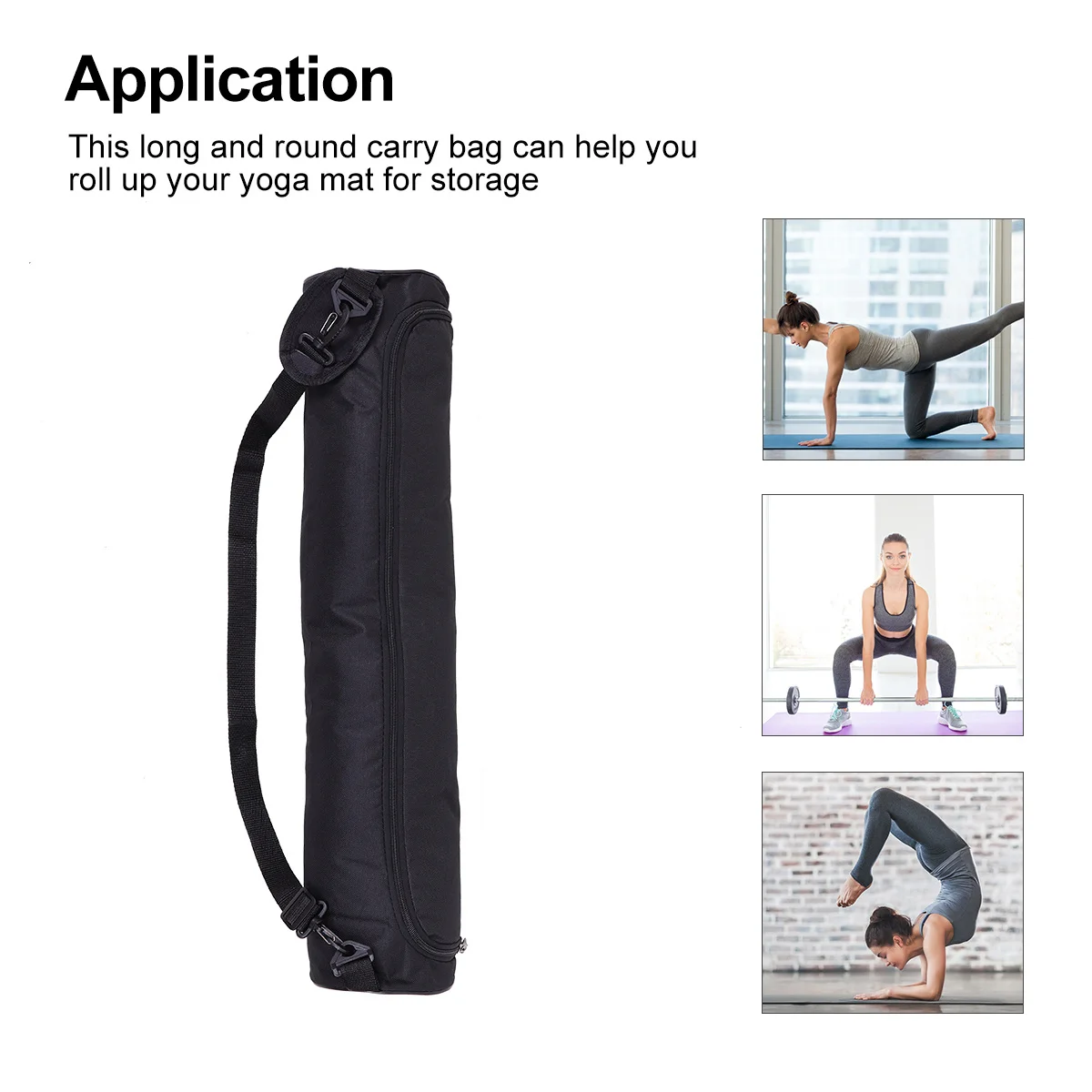 Yoga Bag Small Gym Mat Carrier Full Zip Exercise Sling for Women Pilates Storage Canvas Grey