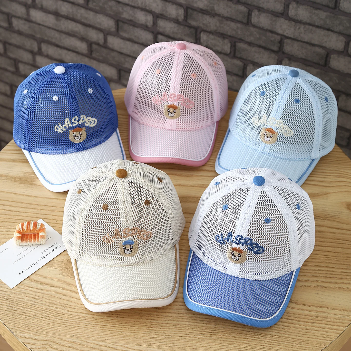 

3-8Y Children Mesh Baseball Caps Summer New Bear Sunhat Sunscreen Cap Boys Girls Outdoor Casual Sports Hats Casquette Visors