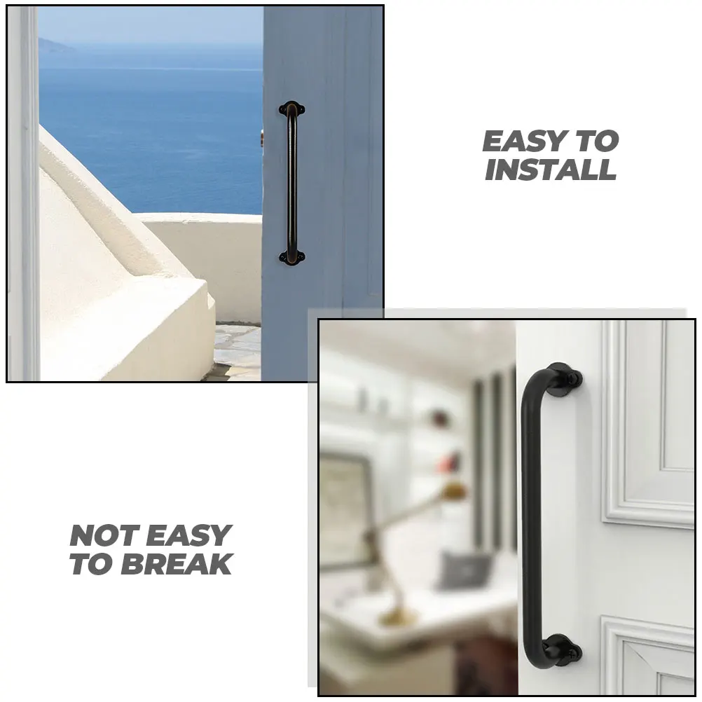 

1pcs Black Carbon Steel Door Handle Matte Finish Anti Rust Sliding Barn Pull Hardware Closet Garage Shed Door Replacement