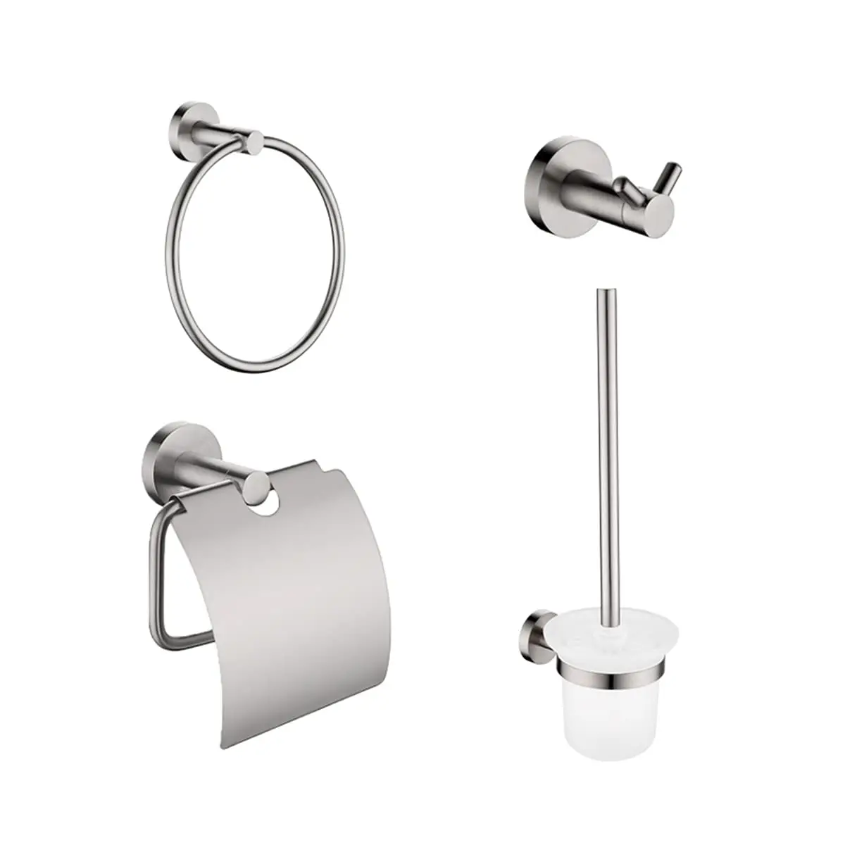 

Набор аксессуаров для ванной из нержавеющей стали: кольцо для полотенец, держатель для туалетной бумаги, двойной крючок для халатов, настенное крепление, 4 шт., на заказ
