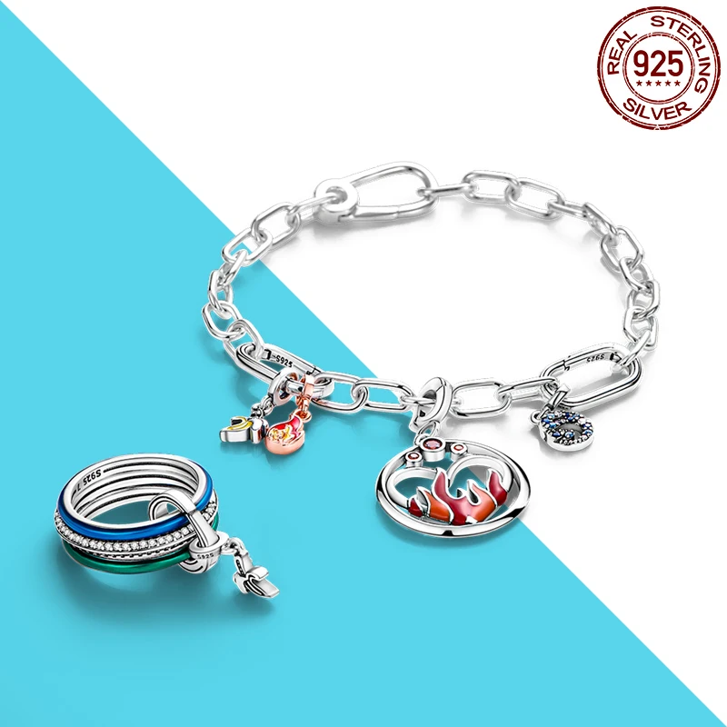 سلسلة الفضة Me لعام 925 قلادة ميدالية العين ، قلادة متدلية على شكل باندورا ، قلادة متدلية على شكل حلقة ، وصلة يدوية ، وصلة متدلية على شكل حلقة