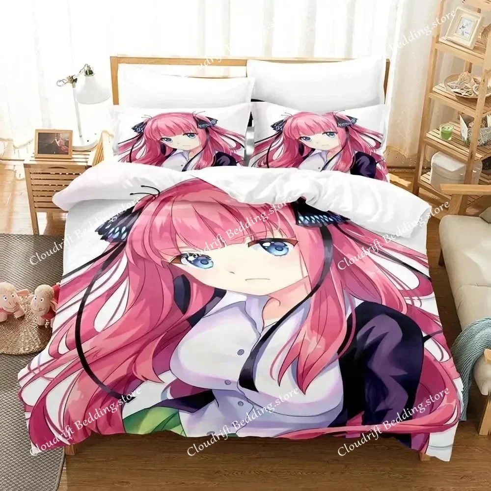 3D Print Quintessential Quintuplets Bedding Set Polyester Quilt Cover Pillowcase Comforter King Queen Size Duvet Cover Bed Set