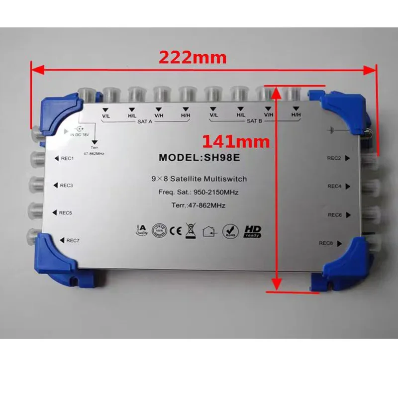 Satellitensignal-Leistungsteiler, 9 Eingänge, 8 Ausgänge, Kaskaden-Schalter, Multiplex, SATV-Kaskaden-Schalter, ANT, FM-Signal, Diseqc Multi-Schalter