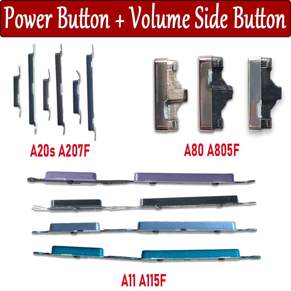 New For Samsung A11 A115F A20S A207F A80 A805F Side Volume Button + Power ON / OFF Buttton Key Set Replacement Parts