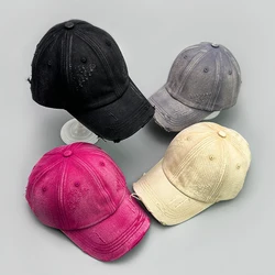 Korean Retro Broken Style Baseball Hat New Men Women Gradient Sunshade Distress Breathable Street Versatile Fashion Snapback Cap