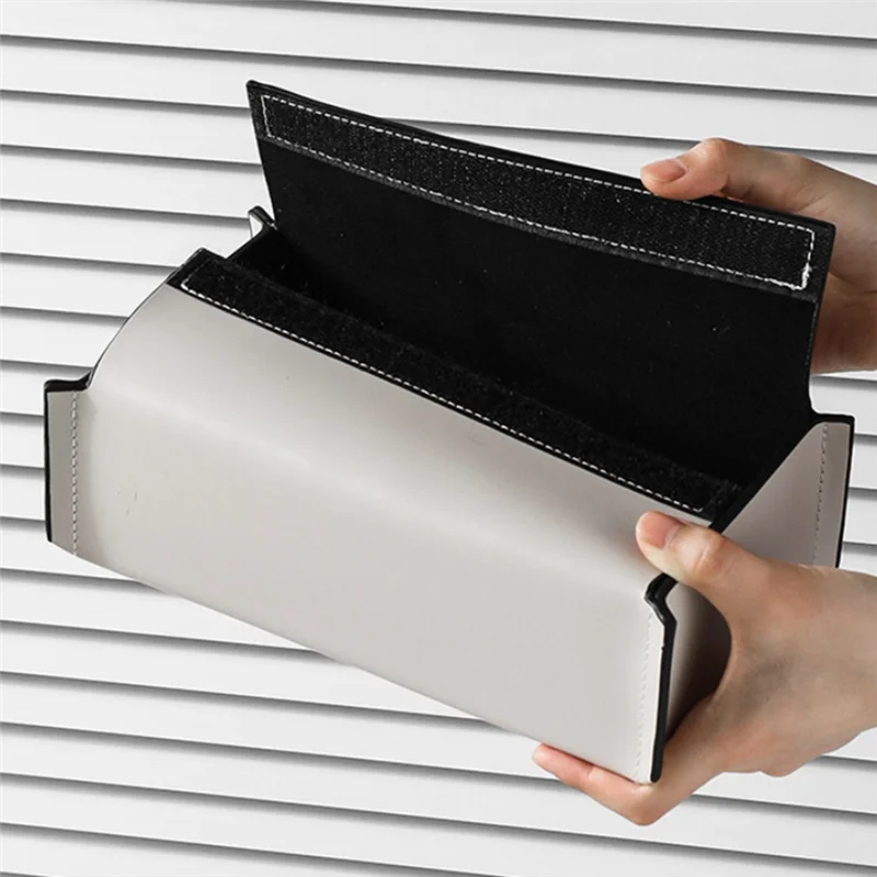 EYFL-Tissue Box Synthetic Leather Napkin Case Living Room Tissue Paper Holder Desktop Home Tabletop Decoration