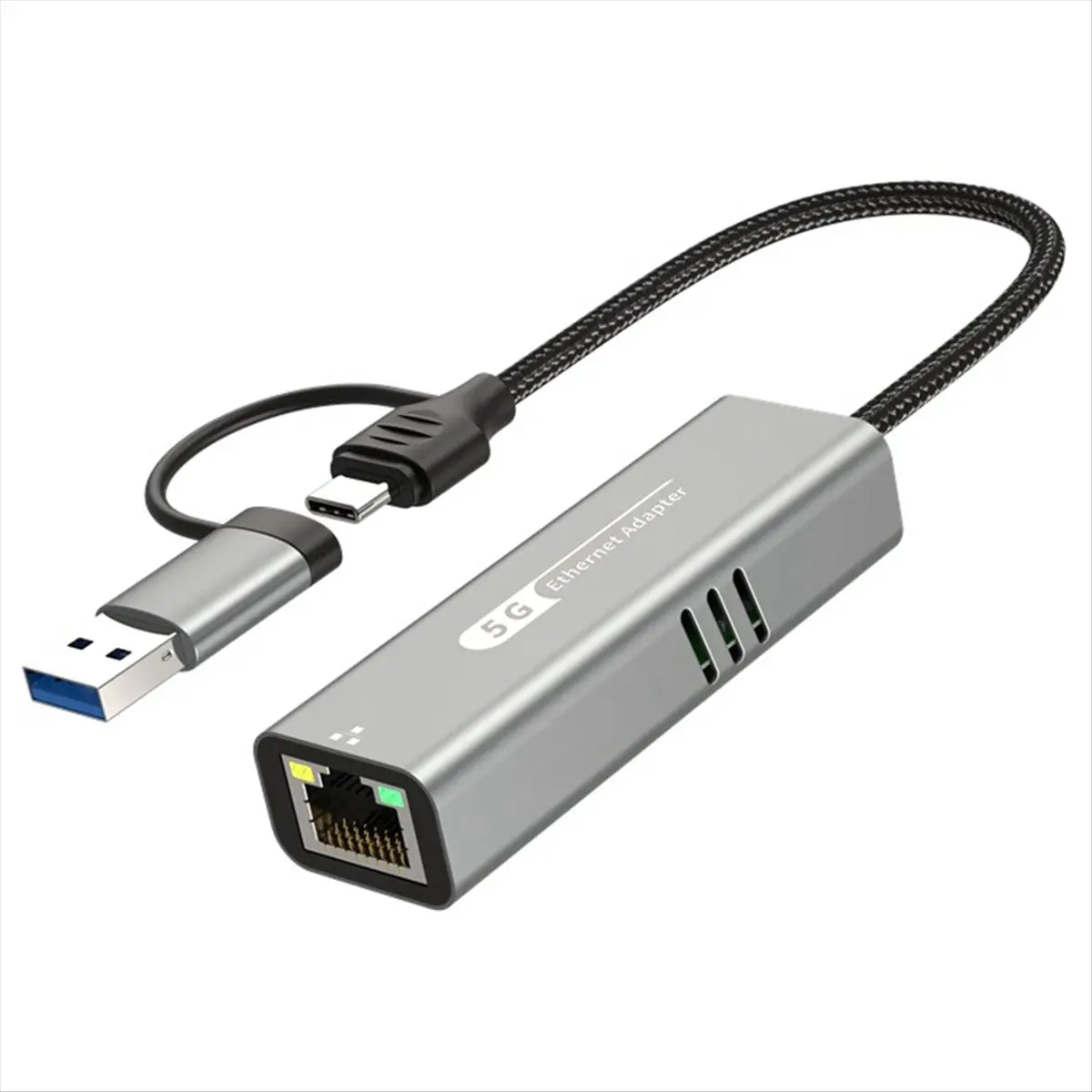 2026 New + USB 3.0+Type-C to 5G Wired Network Card Adapter 1000 Mbps Network Adapter RJ45 Network Port for Laptop Win10/11/ OS