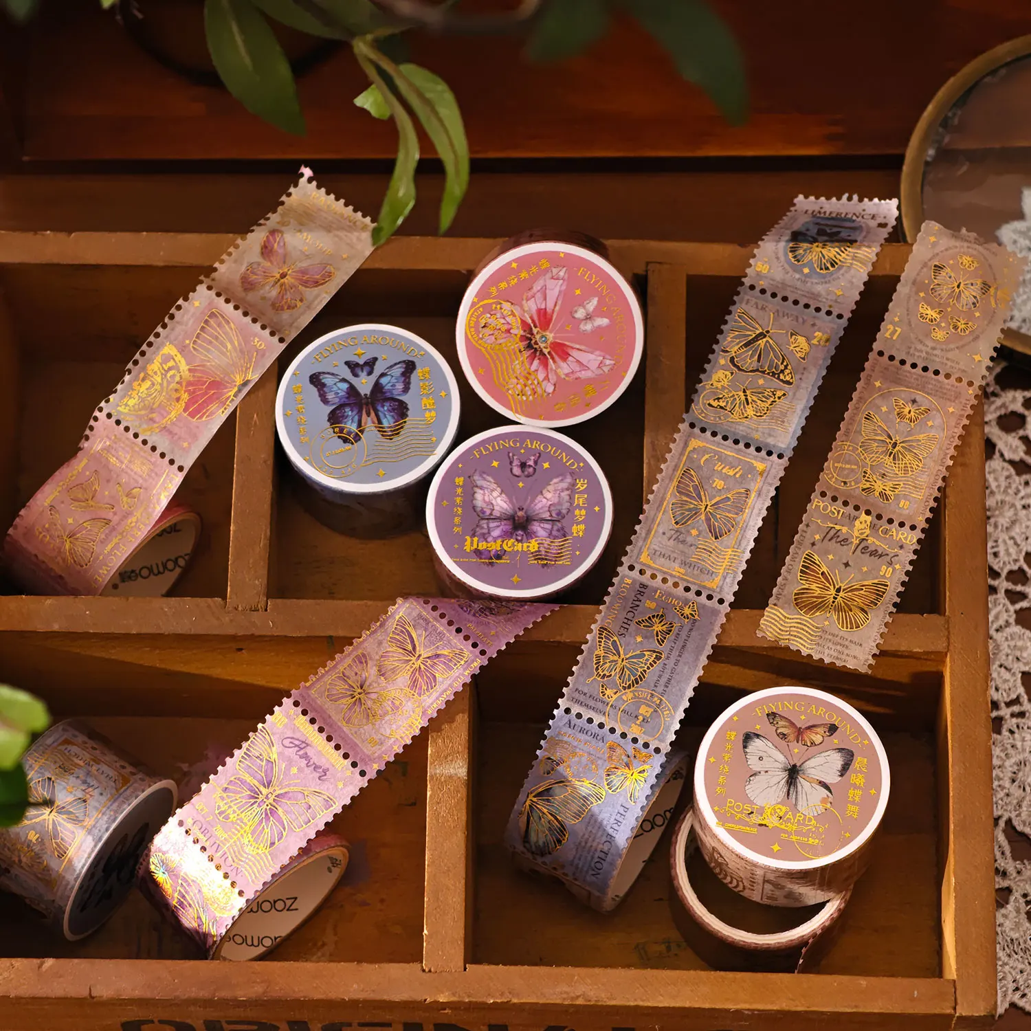 Washi Tape Butterfly Light Lingering Series Ins Style Hot Stamping Butterfly Theme Handbook DIY Decorative Material Sticker