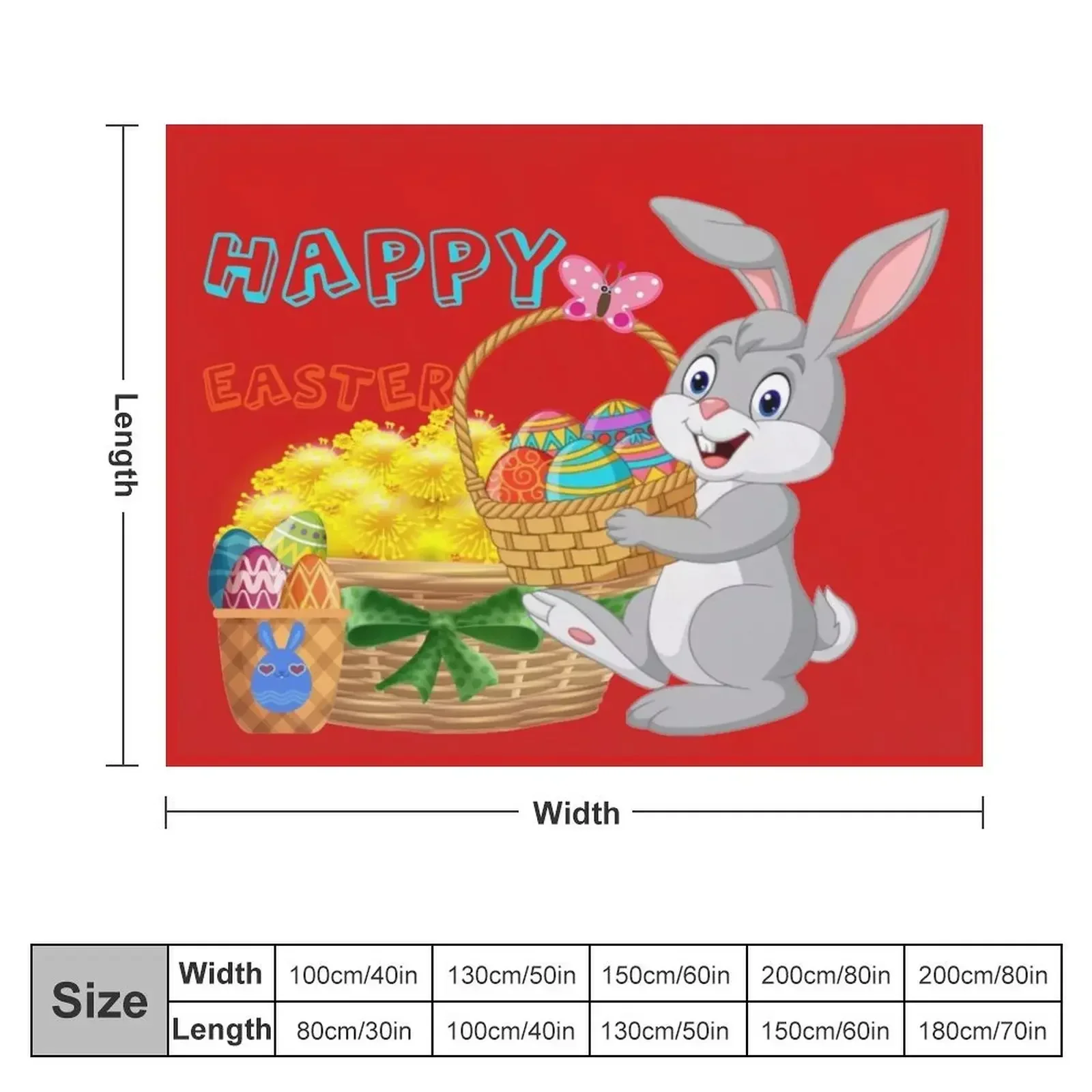 Happy Easter - Bunny With Dandelions and Easter Eggs Throw Blanket Decorative Sofa Bed Fashionable Shaggy Blankets