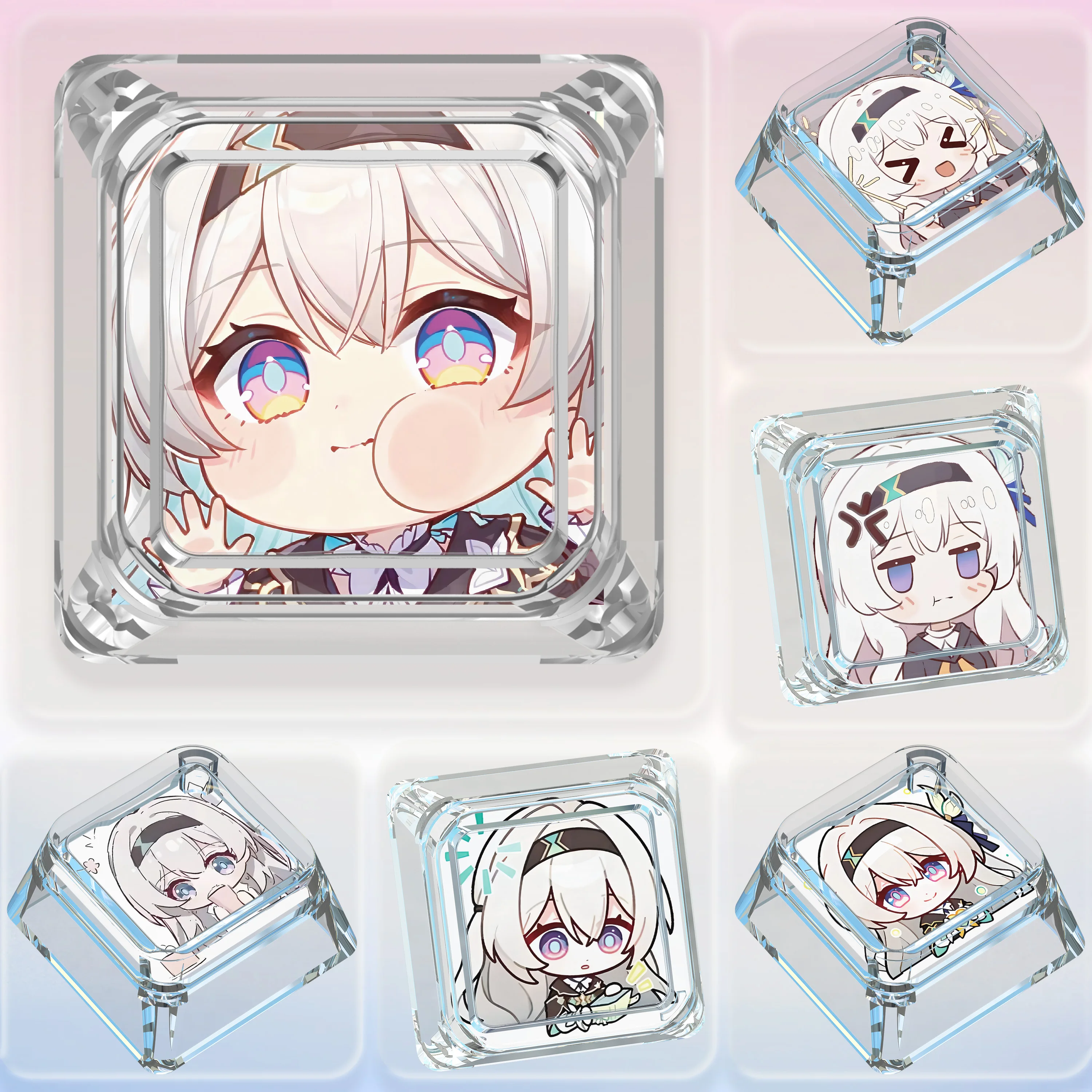 19 نماذج لتقوم بها بنفسك Honkai ستار السكك الحديدية اليراع لطيف لوحة المفاتيح الميكانيكية Keycap شفافة نقل الضوء أغطية المفاتيح الميكانيكية هدية #1