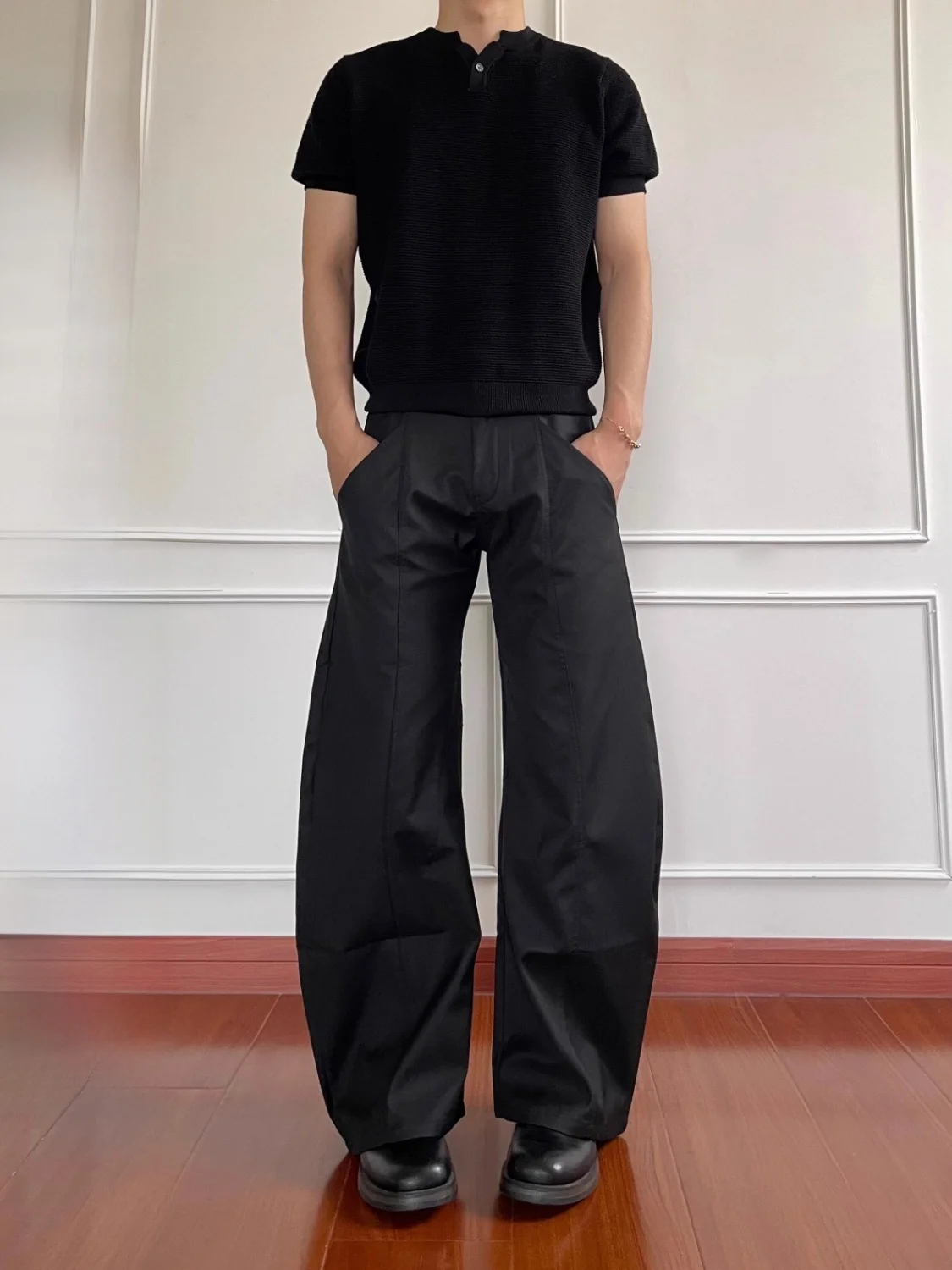 

American Retro Pleated Design Straight Leg Suit Pants Loose And Versatile 3D Cutting Knife Pants Couple Casual Pants