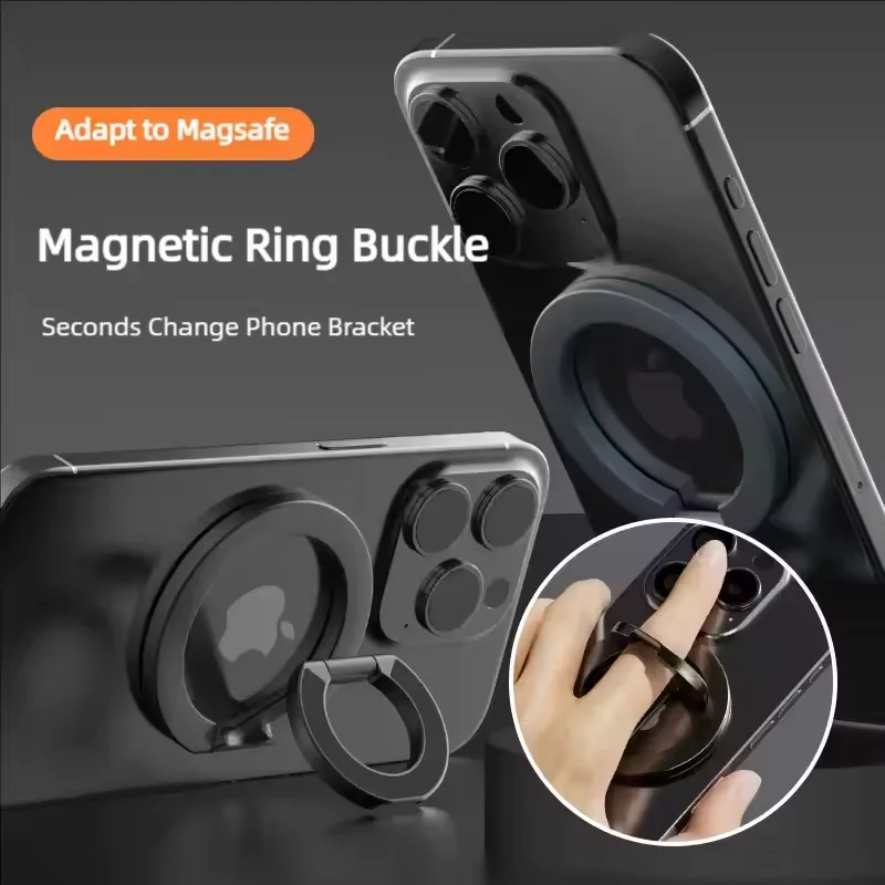 

New Phone Ring Holder 360° Rotation Foldable Stand Double Sided Strong Magnet For Magsafe Multi functional universal Holder