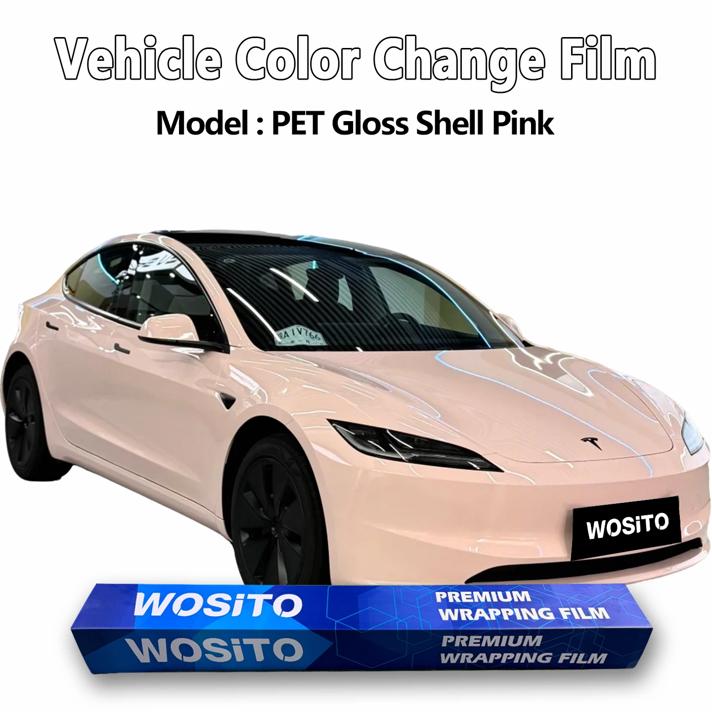 Ultra Gloss PET Piano Shell Pink Vehicle Wrap, Bubble Free Self Adhesive Vinyl Film