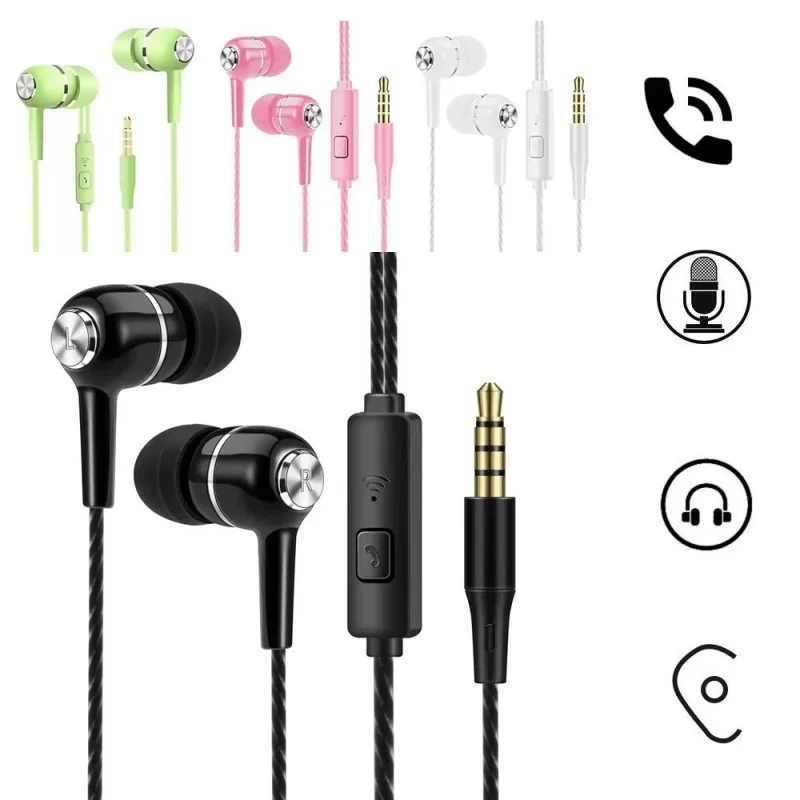1/2/3/4 Uds. Auriculares universales con cable de 3,5mm auriculares deportivos con graves auriculares estéreo con control de volumen de micrófono