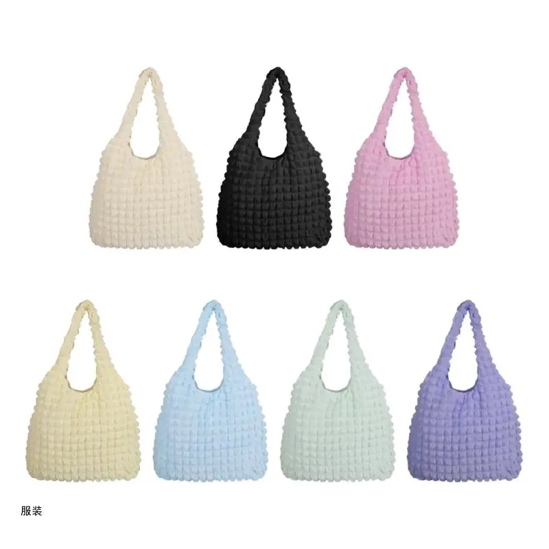 D0UD Candy Color Pleated Cloud Bag for Women Large Capacity Shoulder Bag Handbag Tote