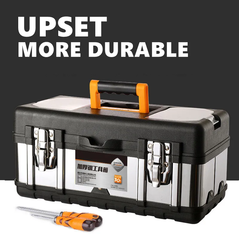 14/17/20 Inch Multiple Specifications Toolbox Double Layer Tools Storage Box with Handle Multifunctional Portable Tool Organizer