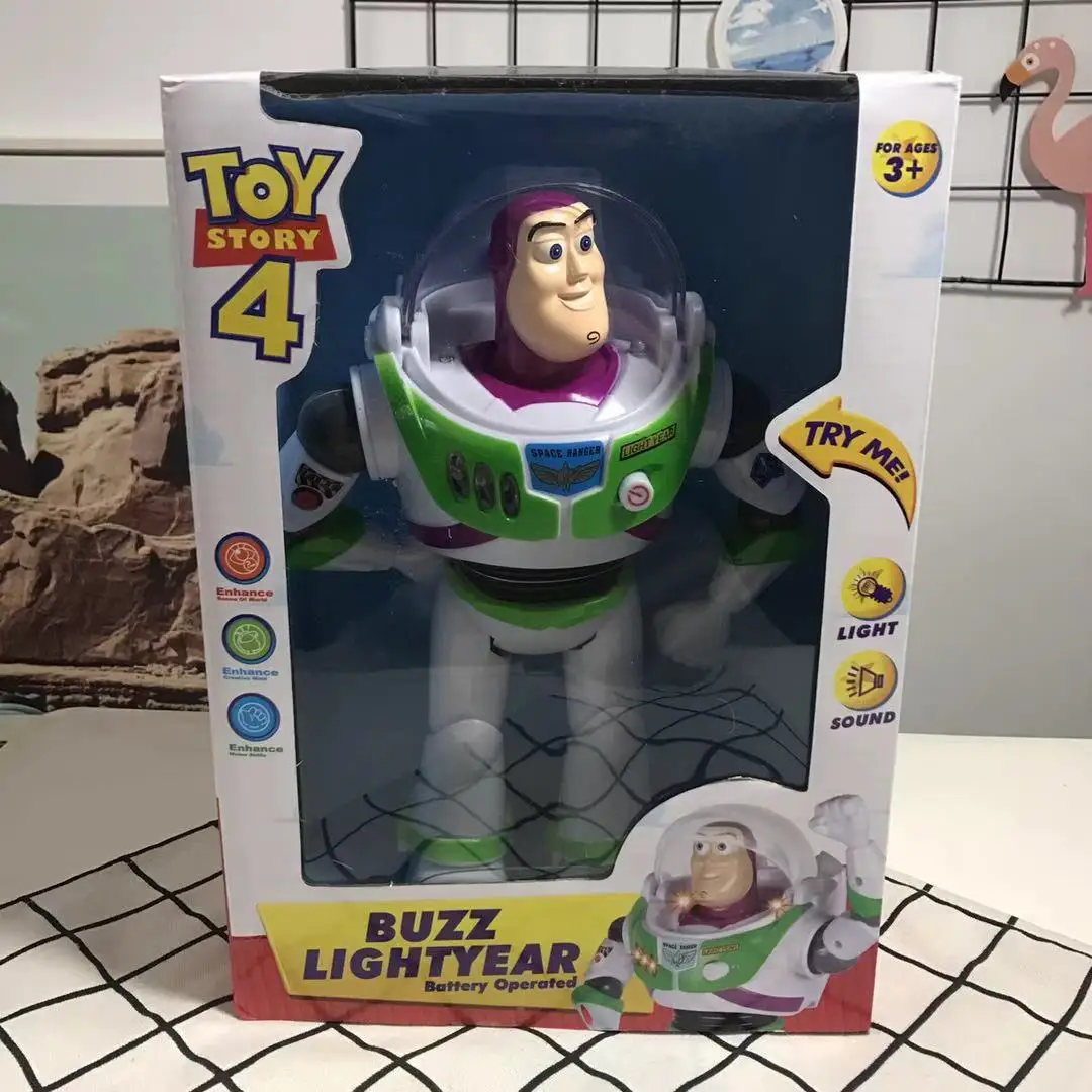 Disney Buzz Lightyear mit Licht mit Musik-Animation, umliegender mobiler Roboter, humanoides Spielzeug, 3-Stil, für Kinder, Halloween-Spielzeug