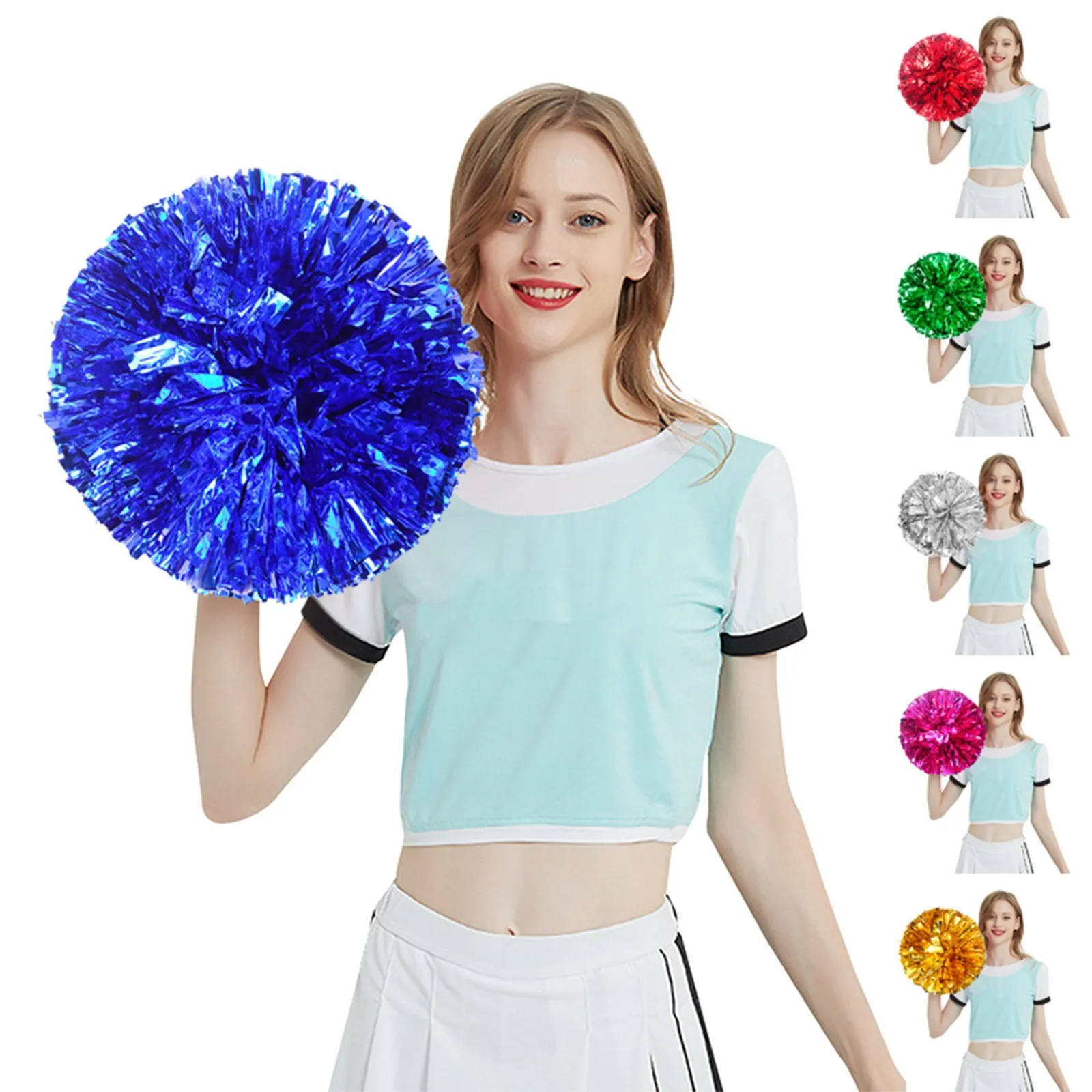 2 Pack 30cm Colorful Cheerleading Pom Poms Cheer Balls Dance Cheerleading Accessories