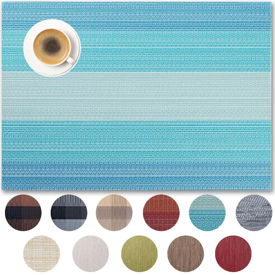 

Набор из 12 легко моющихся плетеных виниловых салфеток для обеденного стола, для использования в помещении и на улице, моющиеся ПВХ-салфетки для стола, дизайн «Океанская геода»