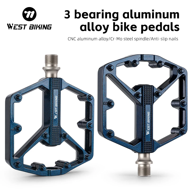 

WEST BIKING MTB Bicycle Pedals 3 Bearings Aluminum Alloy Waterproof Mountain Road Bikes Sealed Pedal Cycling Parts Accessories