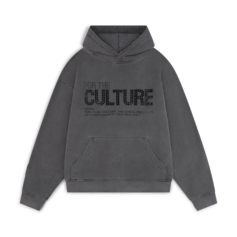 Y2K Men's and Women's Hooded Sweatshirt with Letter Water Diamond Pattern Punk Gothic Sweatshirt Street Washed and Worn Out