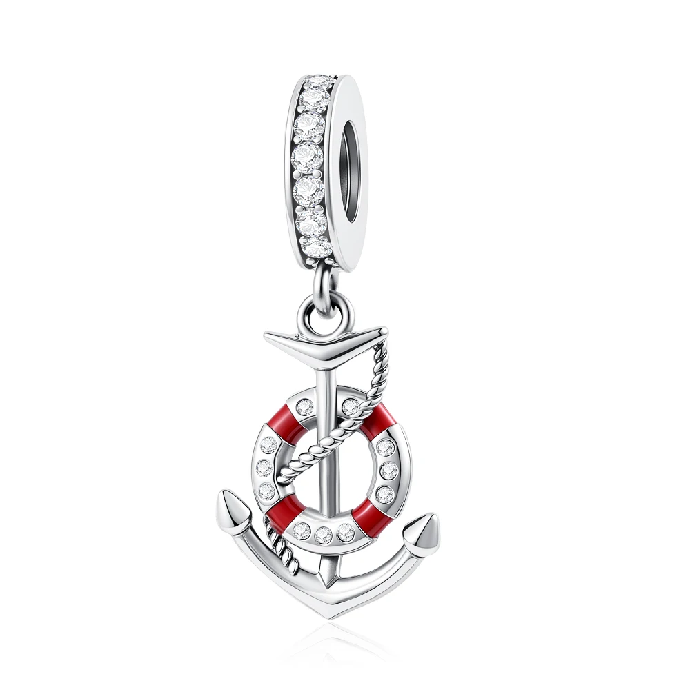 New 925 Silver ship rudder anchor lifebuoy Charm yacht Bead lighthouse Pendant Fit Original Bracelet Women DIY Jewelry Make Gift