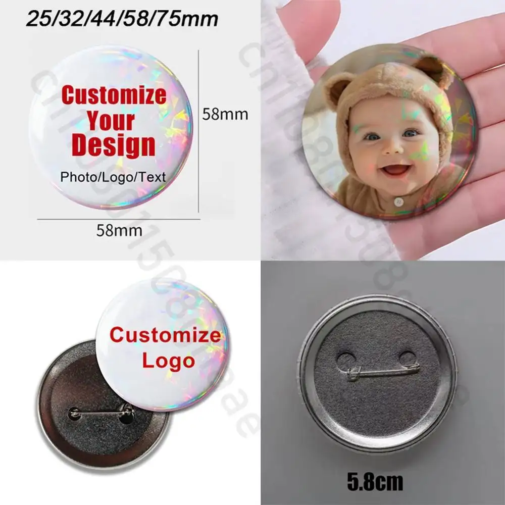 

Custom Personalized Tinplate Pins With Text And Picture Printing As Metal Lapel Badge For Custom Brooches For Friends