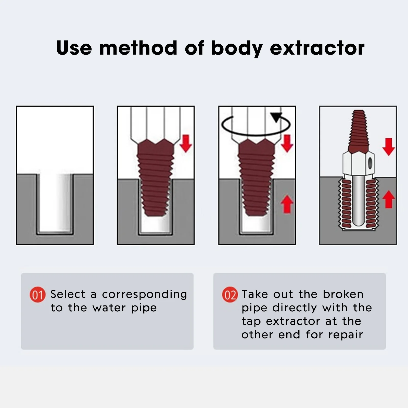 Estrattore di filo rotto 2 in 1 Rubinetto Tubo dell'acqua Valvola triangolare Kit estrattore di viti Punte da trapano per vite con bullone di filo danneggiato rotto