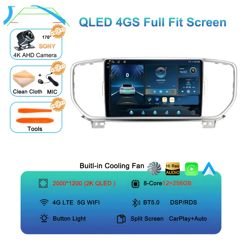 Android 16 autoradio multimediasysteem navigatie GPS 2 Din stereo DVD accessoires speakers voor KIA Sportage 4 KX5 2016 - 2018