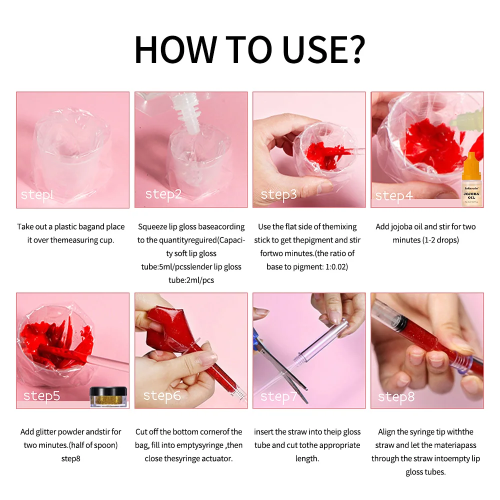 Lakerain kit de fabricação de brilho labial, faça você mesmo, base de brilho labial, matéria-prima, hidratante, alta qualidade, profissional, conjunto de brilho labial